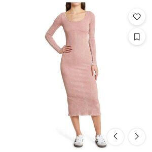 BDG Urban Outfitters Long Sleeve Rib Sweater Dress in Rose